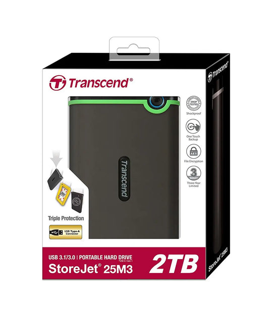 Transcend 2TB USB 3.1 Portable External Hard Drive 25M3 StoreJet